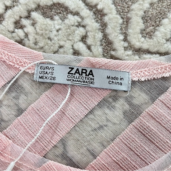 NWT Zara Collection Tonal Stripe Sheer Top - Picture 14 of 16
